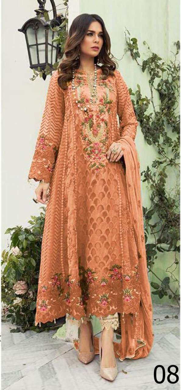 SNEHA BY AB 01 TO 12 SERIES BEAUTIFUL PAKISTANI SUITS COLORFUL STYLISH FANCY CASUAL WEAR & ETHNIC WEAR FAUX GEORGETTE WITH EMBROIDERY DRESSES AT WHOLESALE PRICE