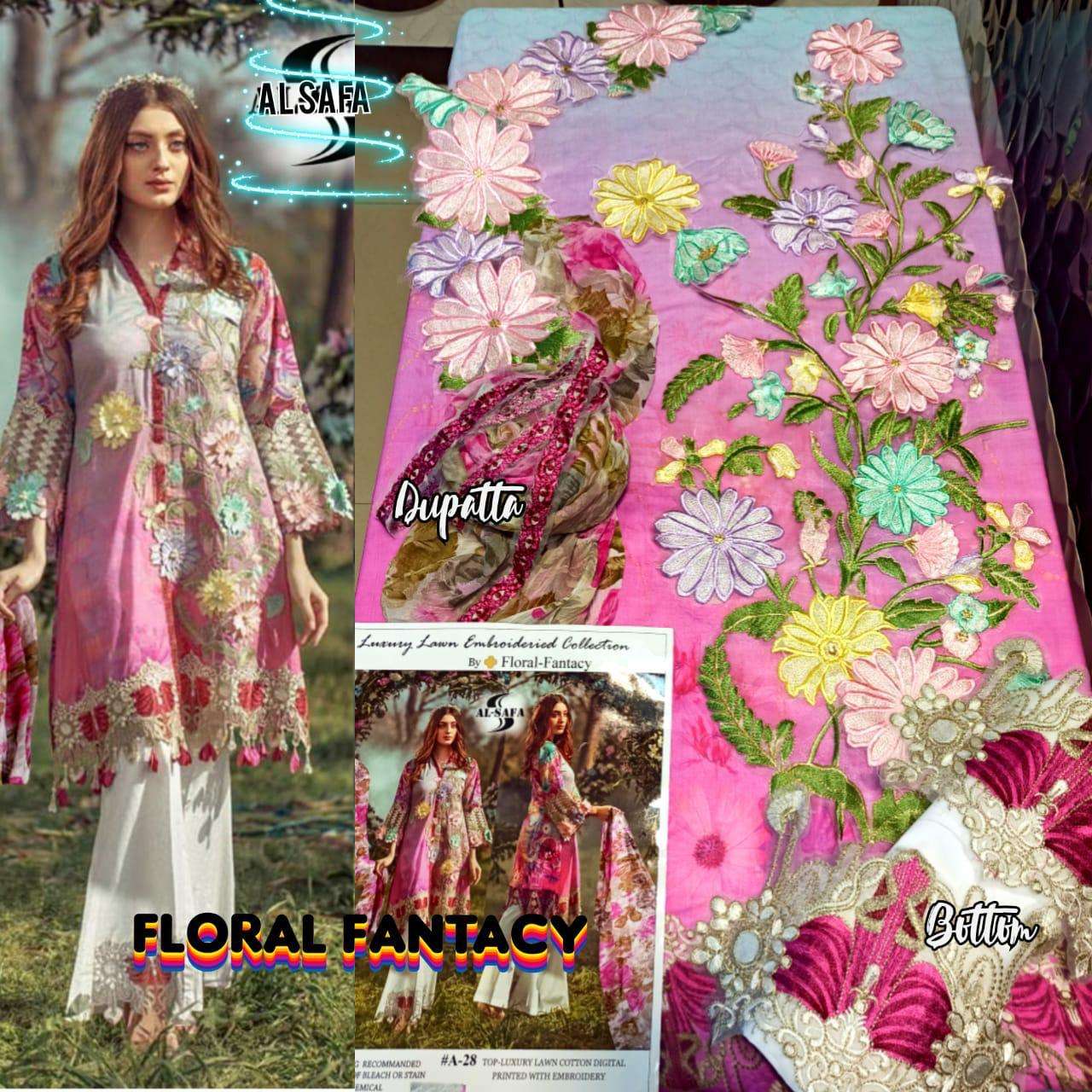 FLORAL FANTSAY BY AL-SAFA 1001 TO 1002 SERIES BEAUTIFUL PAKISTANI SUITS COLORFUL STYLISH FANCY CASUAL WEAR & ETHNIC WEAR LUXURY LAWN COTTON DIGITAL PRINT WITH EMBROIDERY DRESSES AT WHOLESALE PRICE