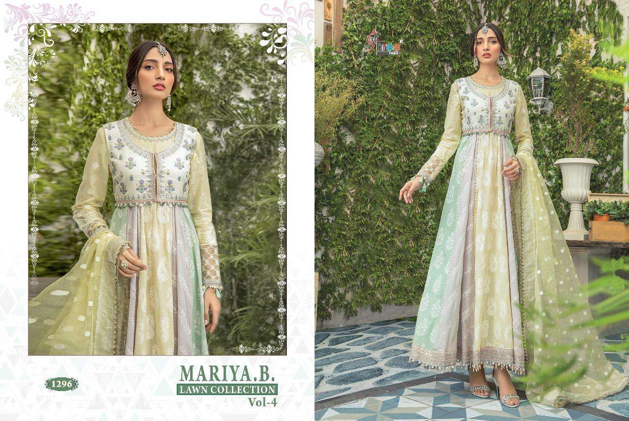 MARIYA.B LAWN COLLECTION VOL-4 BY SHREE FABS 1295 TO 1300 SERIES BEAUTIFUL COLORFUL STYLISH FANCY CASUAL WEAR & ETHNIC WEAR & READY TO WEAR PURE COTTON PRINTED WITH EMBROIDERY DRESSES AT WHOLESALE PRICE