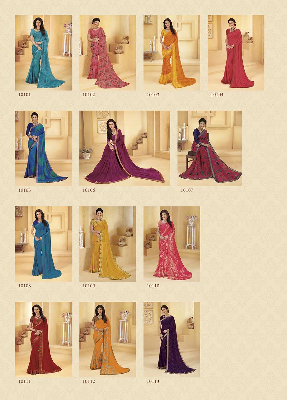 RIVIERA VOL-11 BY SUBHASH SAREES 10101 TO 10126 SERIES INDIAN TRADITIONAL WEAR COLLECTION BEAUTIFUL STYLISH FANCY COLORFUL PARTY WEAR & OCCASIONAL WEAR GEORGETTE PRINTED SAREES AT WHOLESALE PRICE