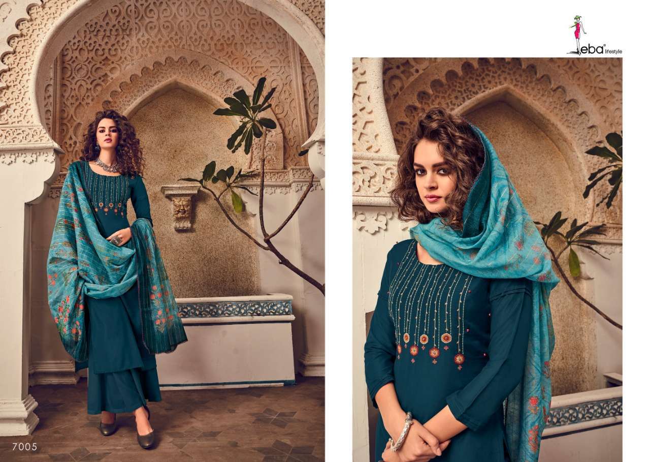ELITE BY EBA LIFE STYLE 7001 TO 7008 SERIES BEAUTIFUL STYLISH FANCY COLORFUL DESIGNER PARTY WEAR & ETHNIC WEAR PURE MUSLIN WITH EMBROIDERY DRESSES AT WHOLESALE PRICE