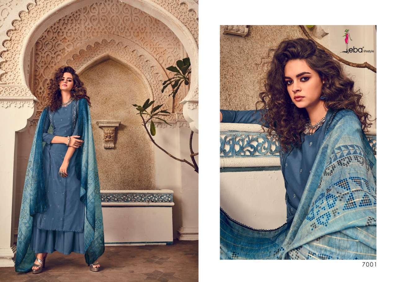 ELITE BY EBA LIFE STYLE 7001 TO 7008 SERIES BEAUTIFUL STYLISH FANCY COLORFUL DESIGNER PARTY WEAR & ETHNIC WEAR PURE MUSLIN WITH EMBROIDERY DRESSES AT WHOLESALE PRICE
