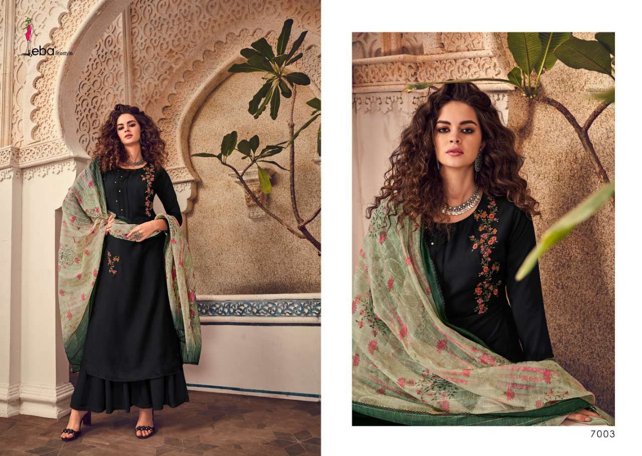 ELITE BY EBA LIFE STYLE 7001 TO 7008 SERIES BEAUTIFUL STYLISH FANCY COLORFUL DESIGNER PARTY WEAR & ETHNIC WEAR PURE MUSLIN WITH EMBROIDERY DRESSES AT WHOLESALE PRICE
