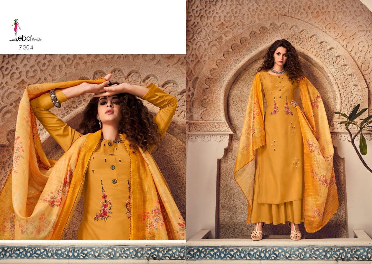 ELITE BY EBA LIFE STYLE 7001 TO 7008 SERIES BEAUTIFUL STYLISH FANCY COLORFUL DESIGNER PARTY WEAR & ETHNIC WEAR PURE MUSLIN WITH EMBROIDERY DRESSES AT WHOLESALE PRICE