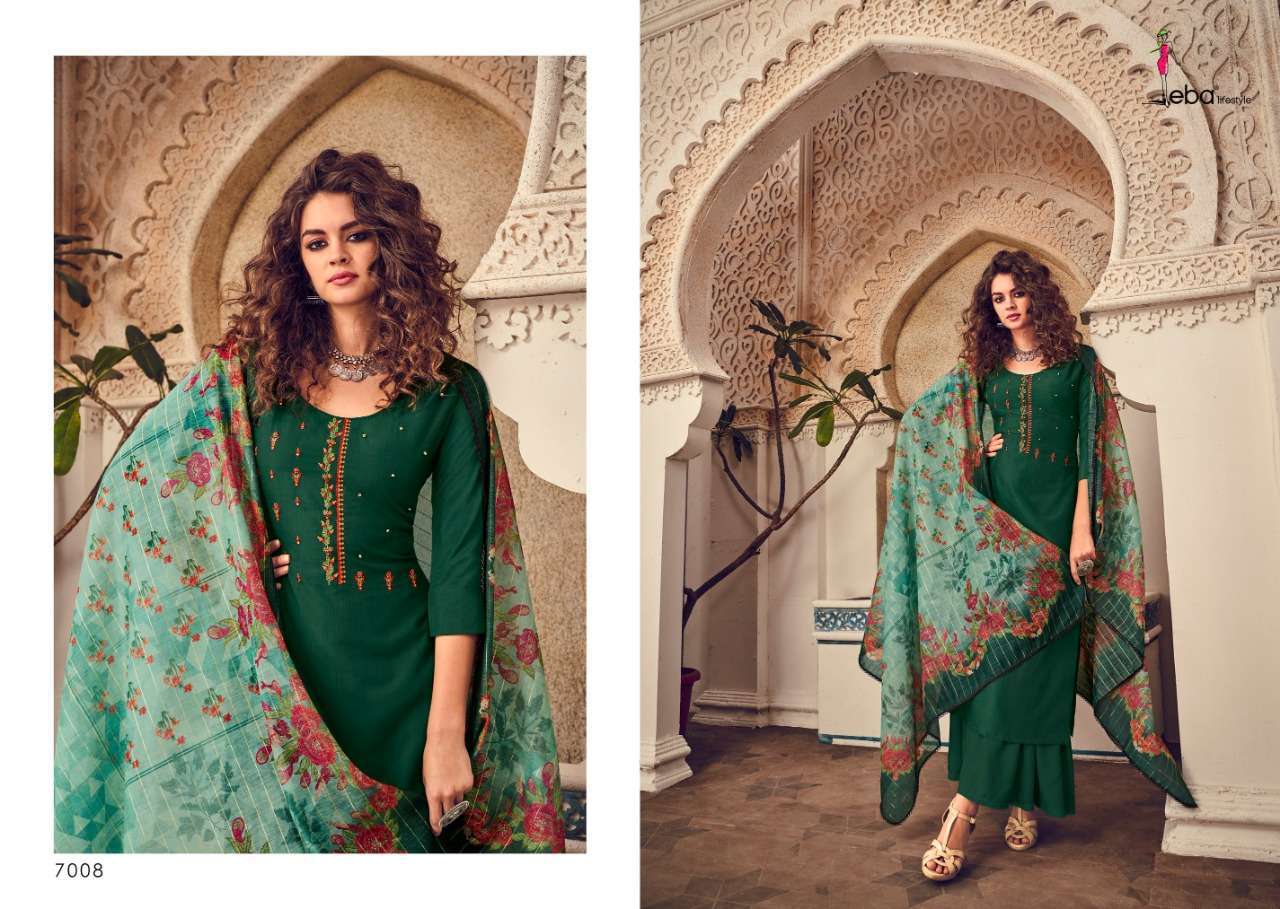 ELITE BY EBA LIFE STYLE 7001 TO 7008 SERIES BEAUTIFUL STYLISH FANCY COLORFUL DESIGNER PARTY WEAR & ETHNIC WEAR PURE MUSLIN WITH EMBROIDERY DRESSES AT WHOLESALE PRICE