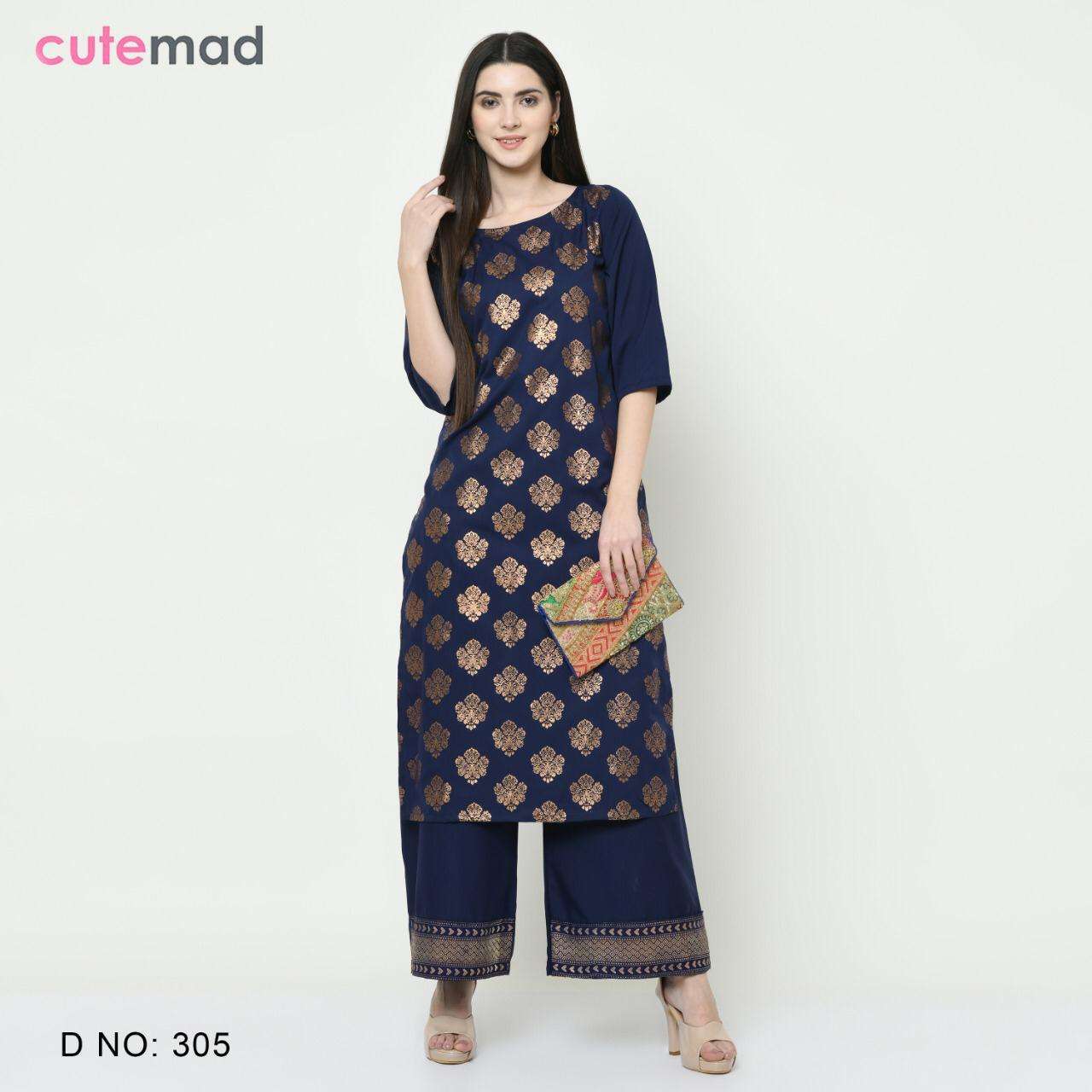CUTEMADE VOL-3 BY KESARI EXPORT 301 TO 306 SERIES BEAUTIFUL COLORFUL STYLISH FANCY CASUAL WEAR & ETHNIC WEAR & READY TO WEAR AMERICAN CRAPE KURTIS AT WHOLESALE PRICE