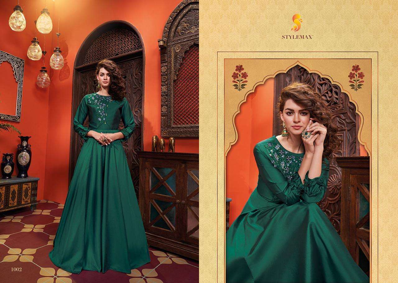ALMIRAH VOL-3 BY STYLEMAX 1001 TO 1006 SERIES BEAUTIFUL COLORFUL STYLISH FANCY CASUAL WEAR & ETHNIC WEAR & READY TO WEAR HEAVY SOFT SILK WITH EMBROIDERY GOWN AT WHOLESALE PRICE
