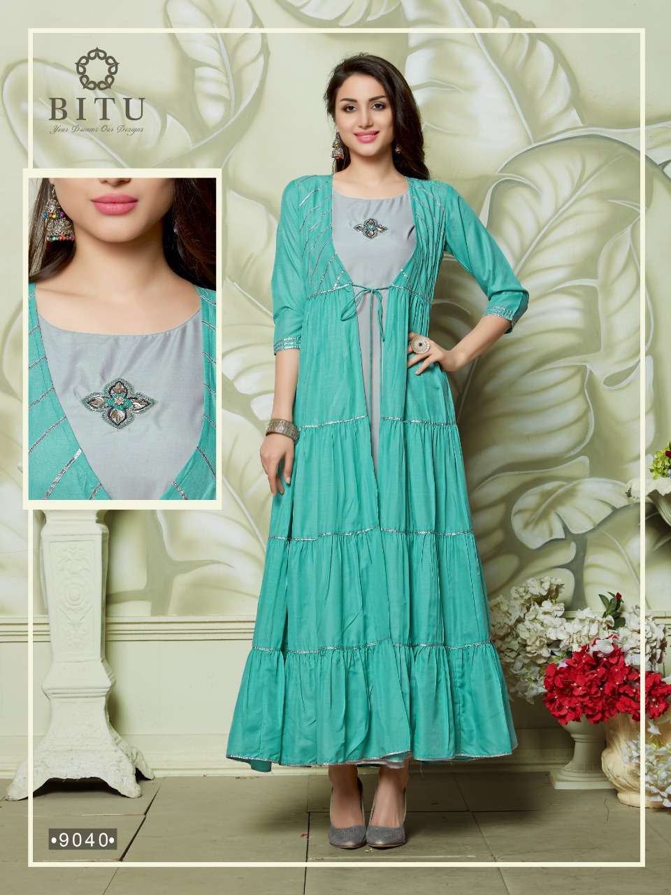 Autograph By Bitu 9032 To 9040 Series Beautiful Stylish Fancy Colorful Casual Wear & Ethnic Wear & Ready To Wear Muslin With China Cotton Kurtis At Wholesale Price