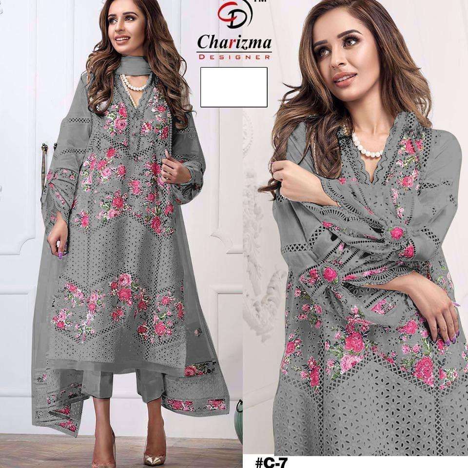 CHARIZMA C-7 COLOURS BY CHARIZMA DESIGNER C-7 TO C-7C SERIES PAKISTANI SUITS BEAUTIFUL FANCY COLORFUL STYLISH PARTY WEAR & OCCASIONAL WEAR CAMBRIC COTTON WITH EMBROIDERY DRESSES AT WHOLESALE PRICE