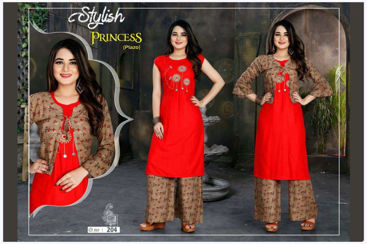 PRINCESS VOL-2 BY AAGYA 201 TO 208 SERIES BEAUTIFUL STYLISH COLORFUL FANCY PARTY WEAR & ETHNIC WEAR & READY TO WEAR RAYON SLUB KURTIS AT WHOLESALE PRICE