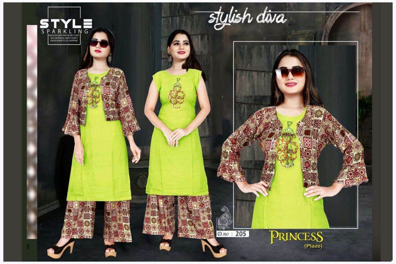 PRINCESS VOL-2 BY AAGYA 201 TO 208 SERIES BEAUTIFUL STYLISH COLORFUL FANCY PARTY WEAR & ETHNIC WEAR & READY TO WEAR RAYON SLUB KURTIS AT WHOLESALE PRICE