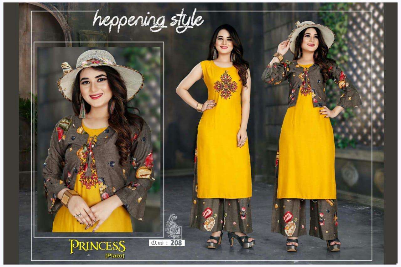 PRINCESS VOL-2 BY AAGYA 201 TO 208 SERIES BEAUTIFUL STYLISH COLORFUL FANCY PARTY WEAR & ETHNIC WEAR & READY TO WEAR RAYON SLUB KURTIS AT WHOLESALE PRICE