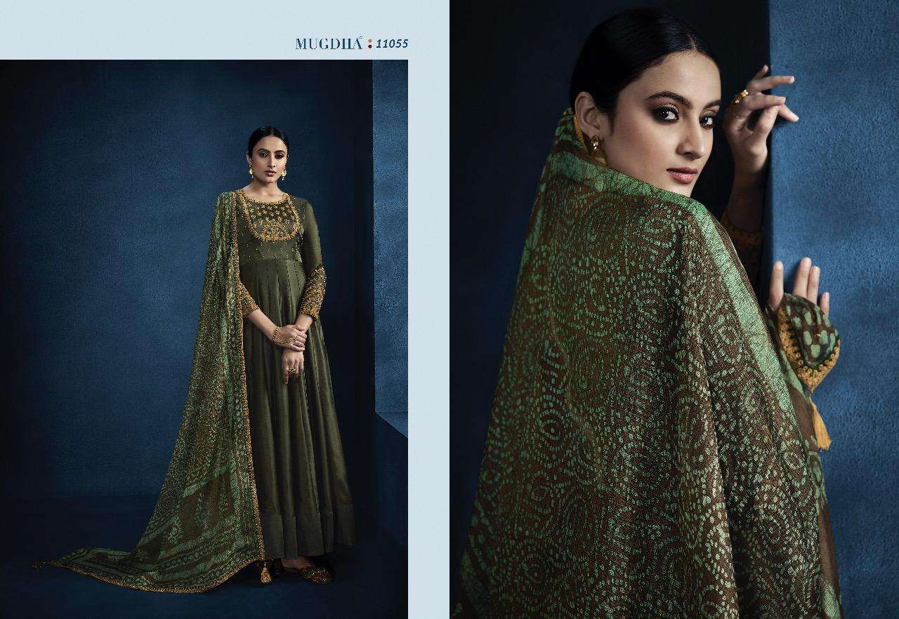 SILKY BY MUGDHA 11054 TO 11058 SERIES DESIGNER ANARKALI SUITS COLLECTION BEAUTIFUL STYLISH FANCY COLORFUL PARTY WEAR & OCCASIONAL WEAR SILK GEORGETTE EMBROIDERED DRESSES AT WHOLESALE PRICE