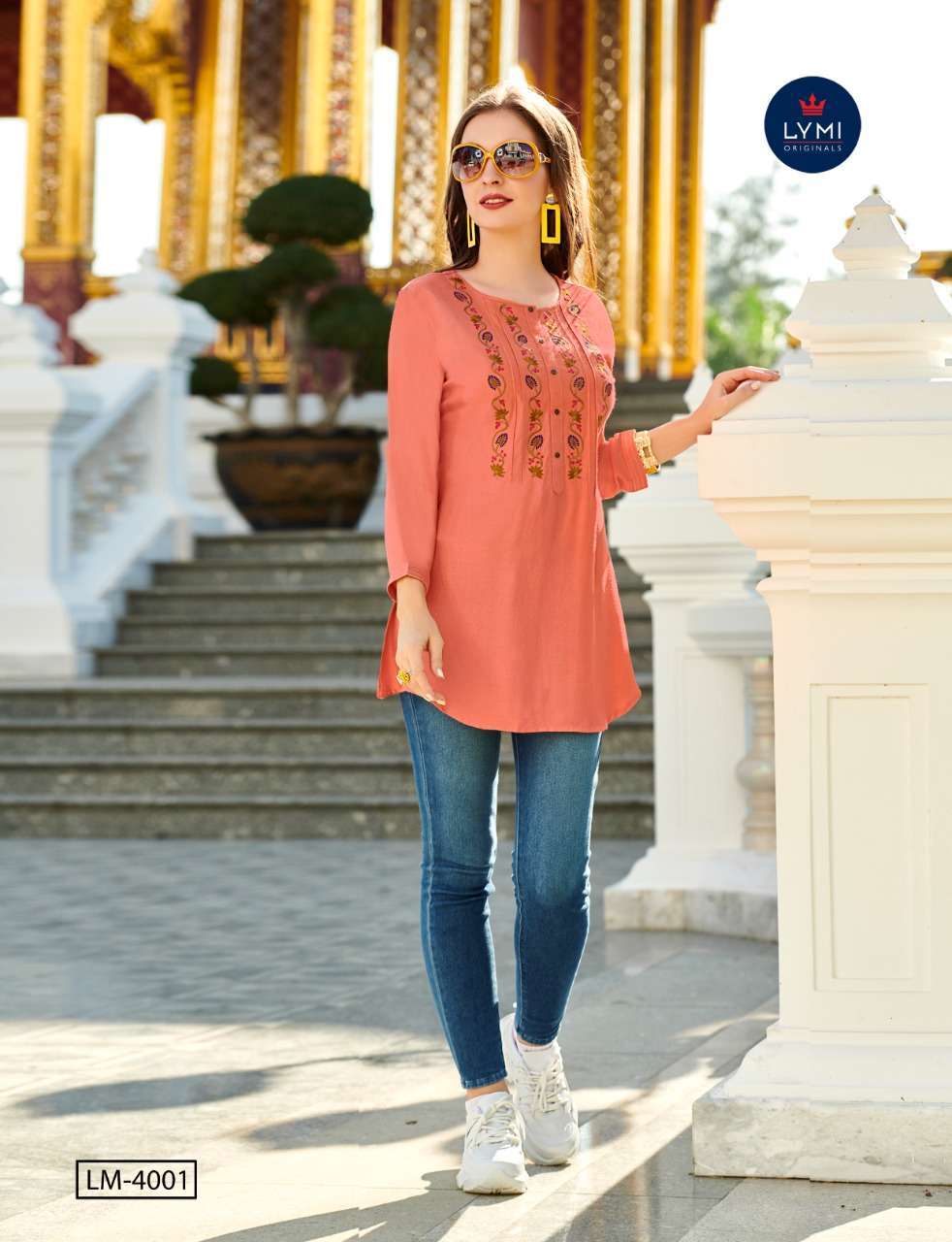 CANON BY LYMI ORIGINAL 4001 TO 4004 SERIES BEAUTIFUL STYLISH COLORFUL FANCY PARTY WEAR & ETHNIC WEAR & READY TO WEAR VISCOSE MOOS WITH EMBROIDERY KURTIS AT WHOLESALE PRICE