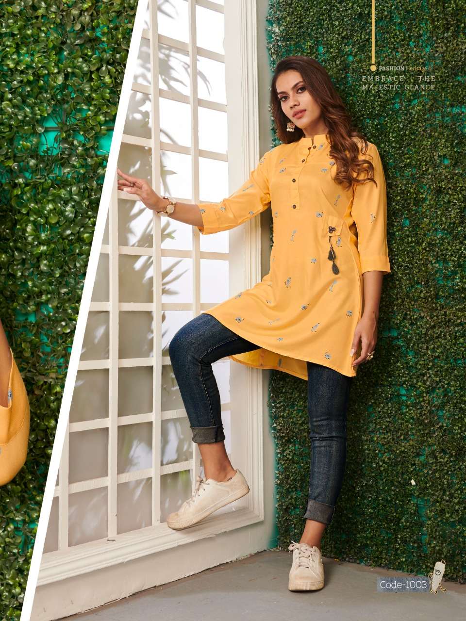 SACHI BY KAAMIRI 1001 TO 1004 SERIES BEAUTIFUL STYLISH COLORFUL FANCY PARTY WEAR & ETHNIC WEAR & READY TO WEAR PREMIUM RAYON COTTON PRINTED KURTIS AT WHOLESALE PRICE