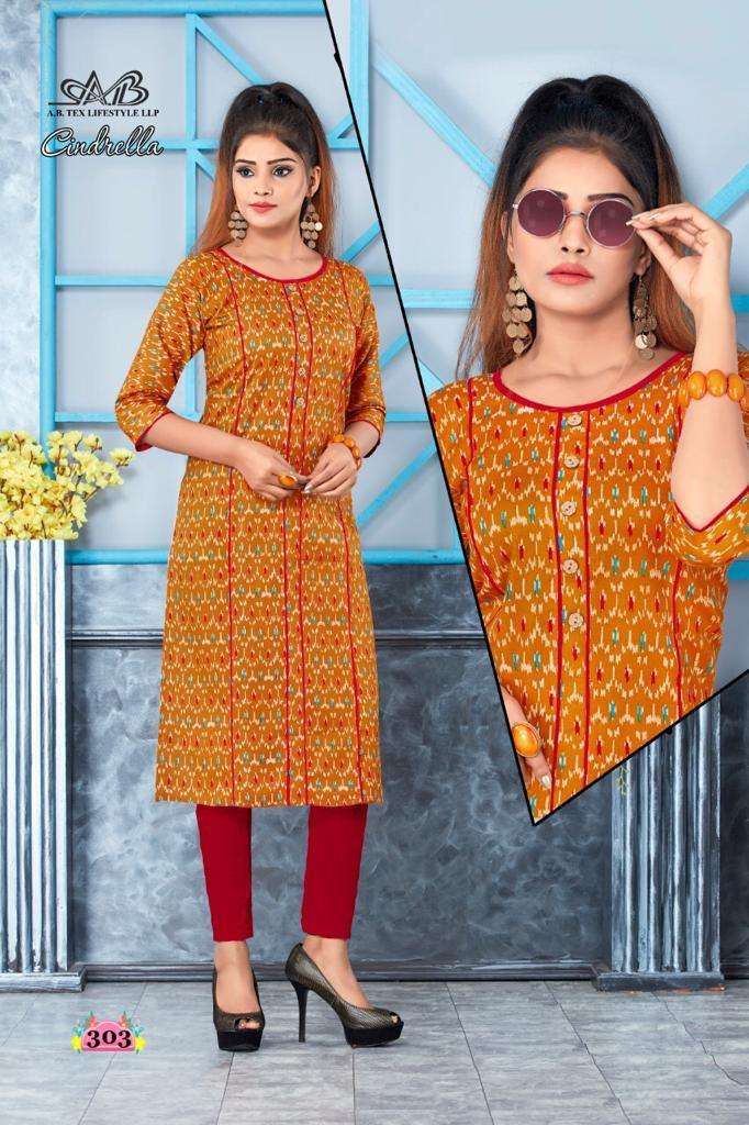 CINDRELLA BY A.B FASHION 301 TO 308 SERIES BEAUTIFUL STYLISH COLORFUL FANCY PARTY WEAR & ETHNIC WEAR & READY TO WEAR HEAVY LINEN COTTON KURTIS AT WHOLESALE PRICE