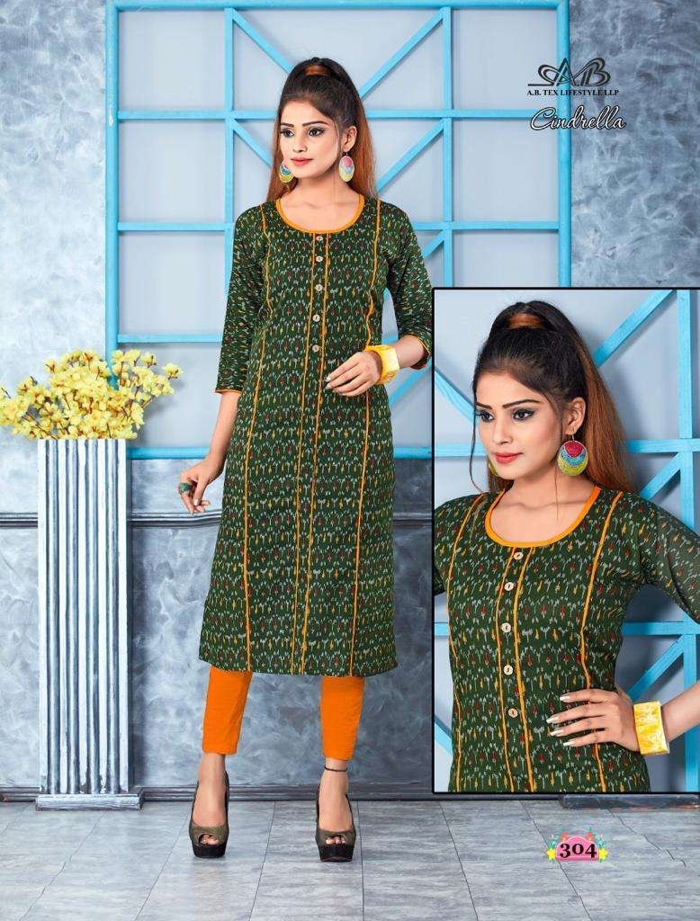 CINDRELLA BY A.B FASHION 301 TO 308 SERIES BEAUTIFUL STYLISH COLORFUL FANCY PARTY WEAR & ETHNIC WEAR & READY TO WEAR HEAVY LINEN COTTON KURTIS AT WHOLESALE PRICE