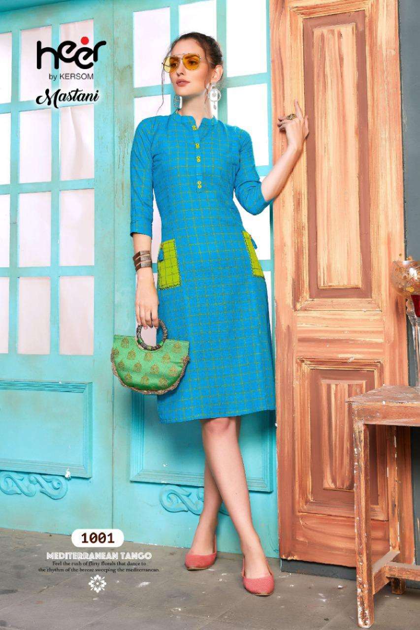 MASTANI BY HEER 1001 TO 112 SERIES BEAUTIFUL STYLISH COLORFUL FANCY PARTY WEAR & ETHNIC WEAR & READY TO WEAR HEAVY SOUTH COTTON KURTIS AT WHOLESALE PRICE