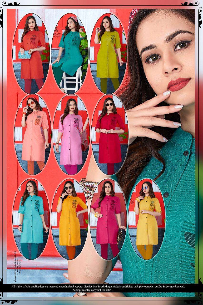 ANMOL BY A.B FASHION 501 TO 510 SERIES BEAUTIFUL STYLISH COLORFUL FANCY PARTY WEAR & ETHNIC WEAR & READY TO WEAR HEAVY MILANCH RAYON KURTIS AT WHOLESALE PRICE