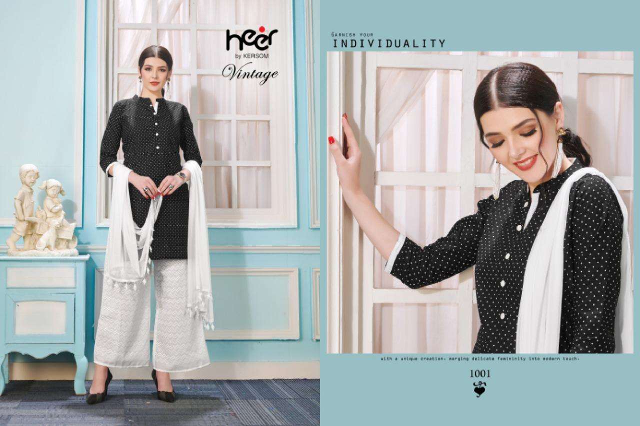 VINTAGE BY HEER 1001 TO 1008 SERIES BEAUTIFUL PATIYALA SUITS STYLISH FANCY COLORFUL PARTY WEAR & OCCASIONAL WEAR COTTON PRINTED DRESSES AT WHOLESALE PRICE