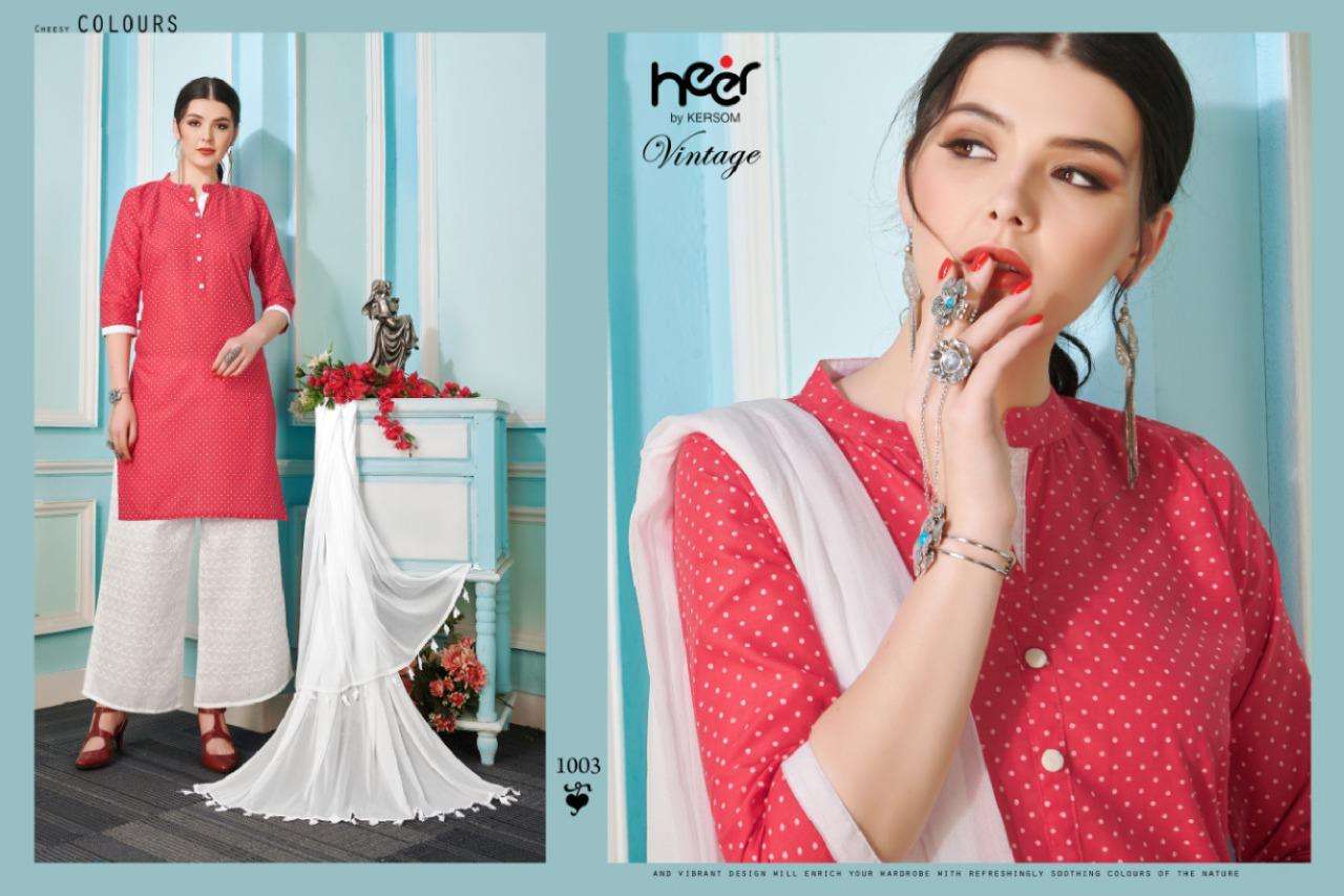 VINTAGE BY HEER 1001 TO 1008 SERIES BEAUTIFUL PATIYALA SUITS STYLISH FANCY COLORFUL PARTY WEAR & OCCASIONAL WEAR COTTON PRINTED DRESSES AT WHOLESALE PRICE