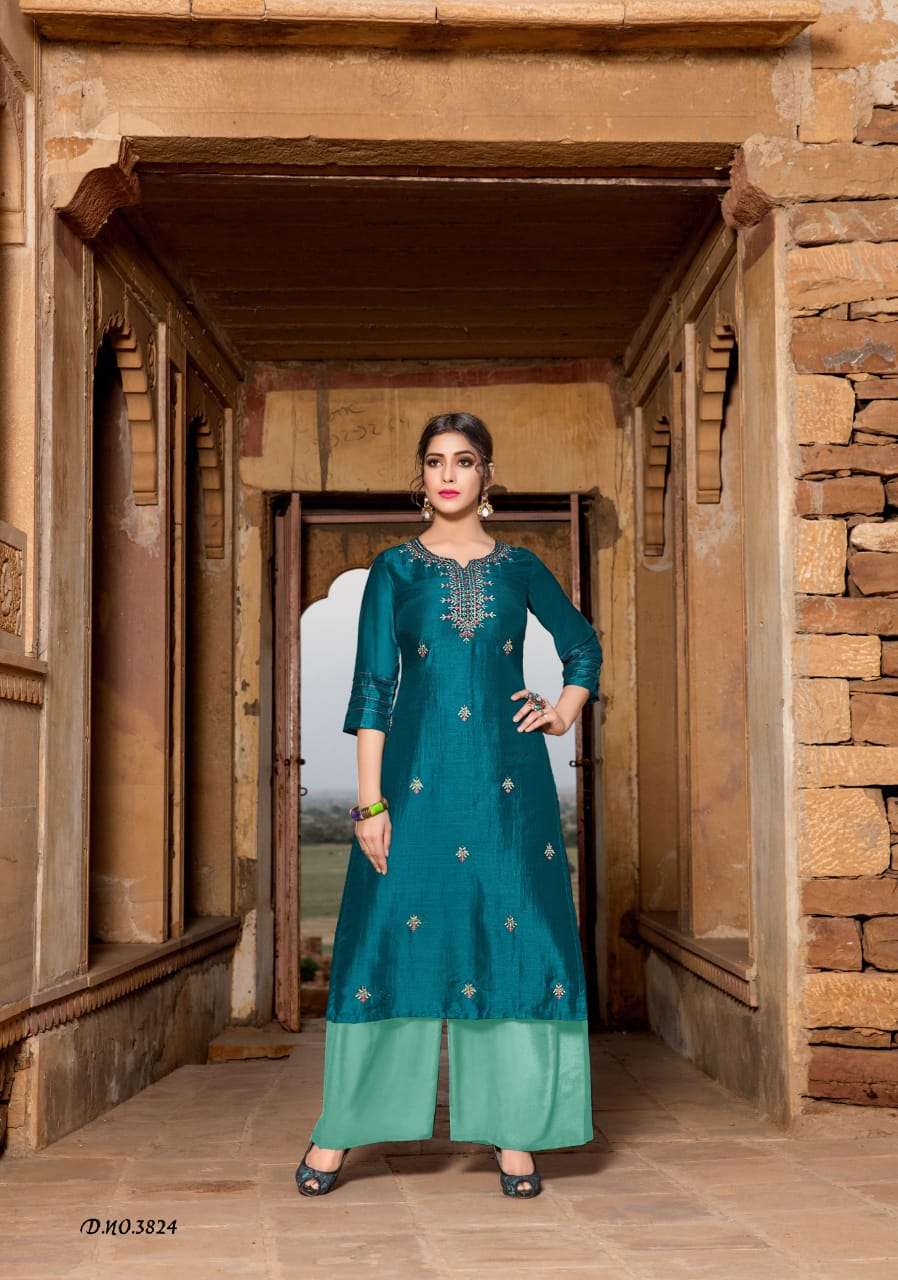 RESHAMI BY YAMI FASHION 3821 TO 3826 SERIES BEAUTIFUL STYLISH FANCY COLORFUL CASUAL WEAR & ETHNIC WEAR & READY TO WEAR VISCOSE EMBROIDERY KURTIS AT WHOLESALE PRICE