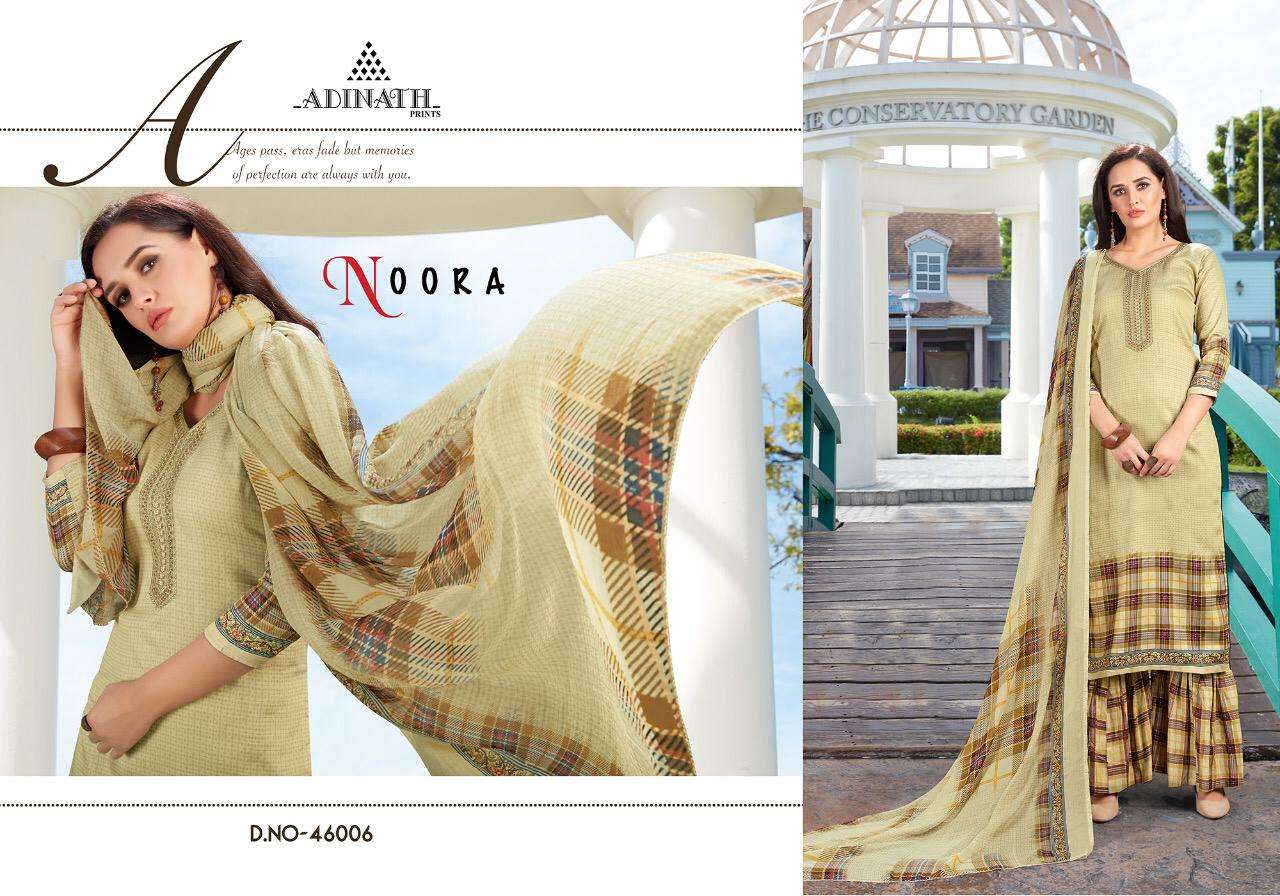 NOORA BY ADINATH PRINT 46001 TO 46007 SERIES BEAUTIFUL SUITS STYLISH FANCY COLORFUL PARTY WEAR & OCCASIONAL WEAR JAM COTTON PRINTED EMBROIDERY DRESSES AT WHOLESALE PRICE