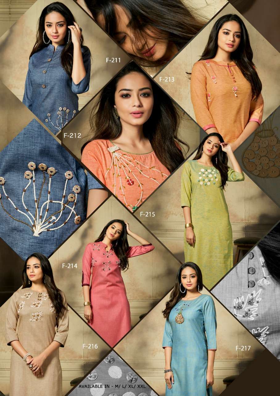 JASHN BY RUDDHI 211 TO 217 SERIES BEAUTIFUL STYLISH FANCY COLORFUL CASUAL WEAR & ETHNIC WEAR & READY TO WEAR PURE HANDLOOM COTTON KURTIS AT WHOLESALE PRICE