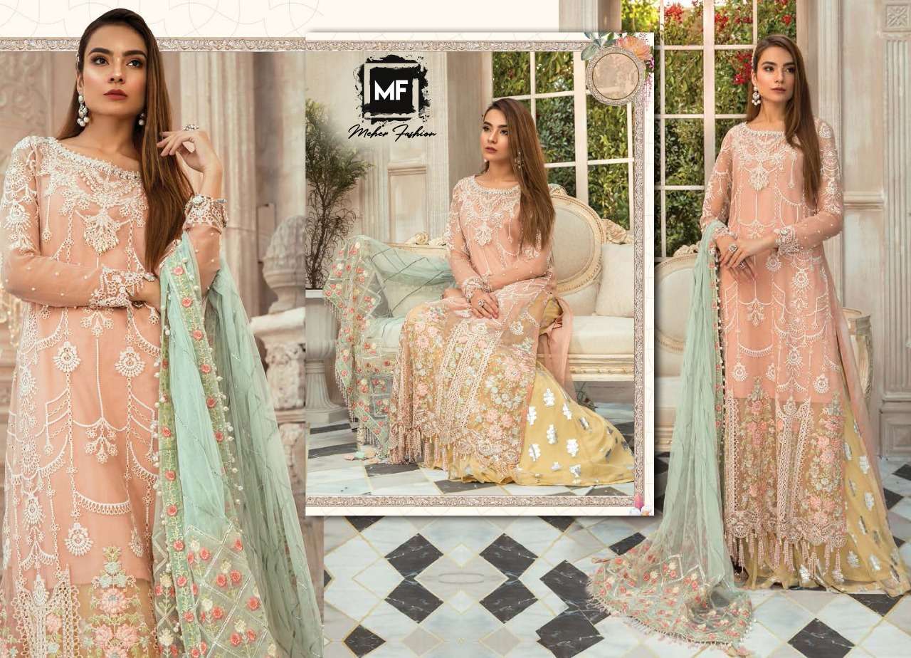 MEHER HIT DESIGN 108 BY MEHER FASHION BEAUTIFUL STYLISH PAKISTANI SUITS FANCY COLORFUL CASUAL WEAR & ETHNIC WEAR & READY TO WEAR HEAVY FAUX GEORGETTE WITH EMBROIDERY DRESSES AT WHOLESALE PRICE