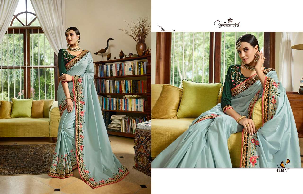 SHRUSHTI HIT COLLECTION BY ARDHANGINI INDIAN BEAUTIFUL TRADITIONAL WEAR COLLECTION STYLISH FANCY COLORFUL PARTY WEAR & OCCASIONAL WEAR FANCY EMBROIDERED SAREES AT WHOLESALE PRICE