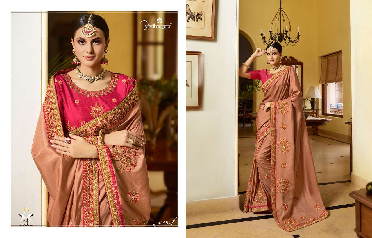 SHRUSHTI HIT COLLECTION BY ARDHANGINI INDIAN BEAUTIFUL TRADITIONAL WEAR COLLECTION STYLISH FANCY COLORFUL PARTY WEAR & OCCASIONAL WEAR FANCY EMBROIDERED SAREES AT WHOLESALE PRICE