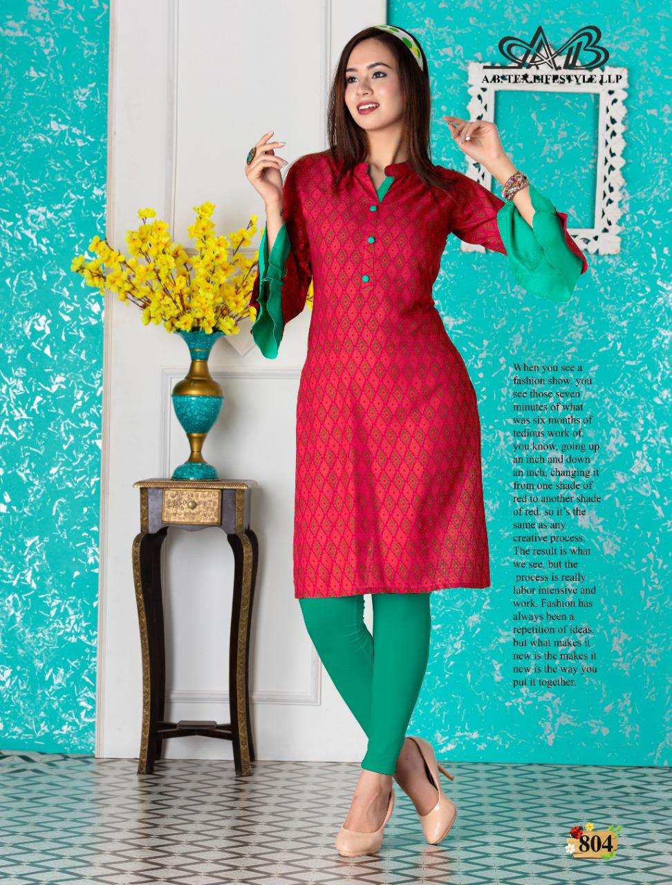 SARIKA BY A.B FASHION 801 TO 808 SERIES BEAUTIFUL STYLISH FANCY COLORFUL CASUAL WEAR & ETHNIC WEAR RAYON PRINTED KURTIS AT WHOLESALE PRICE