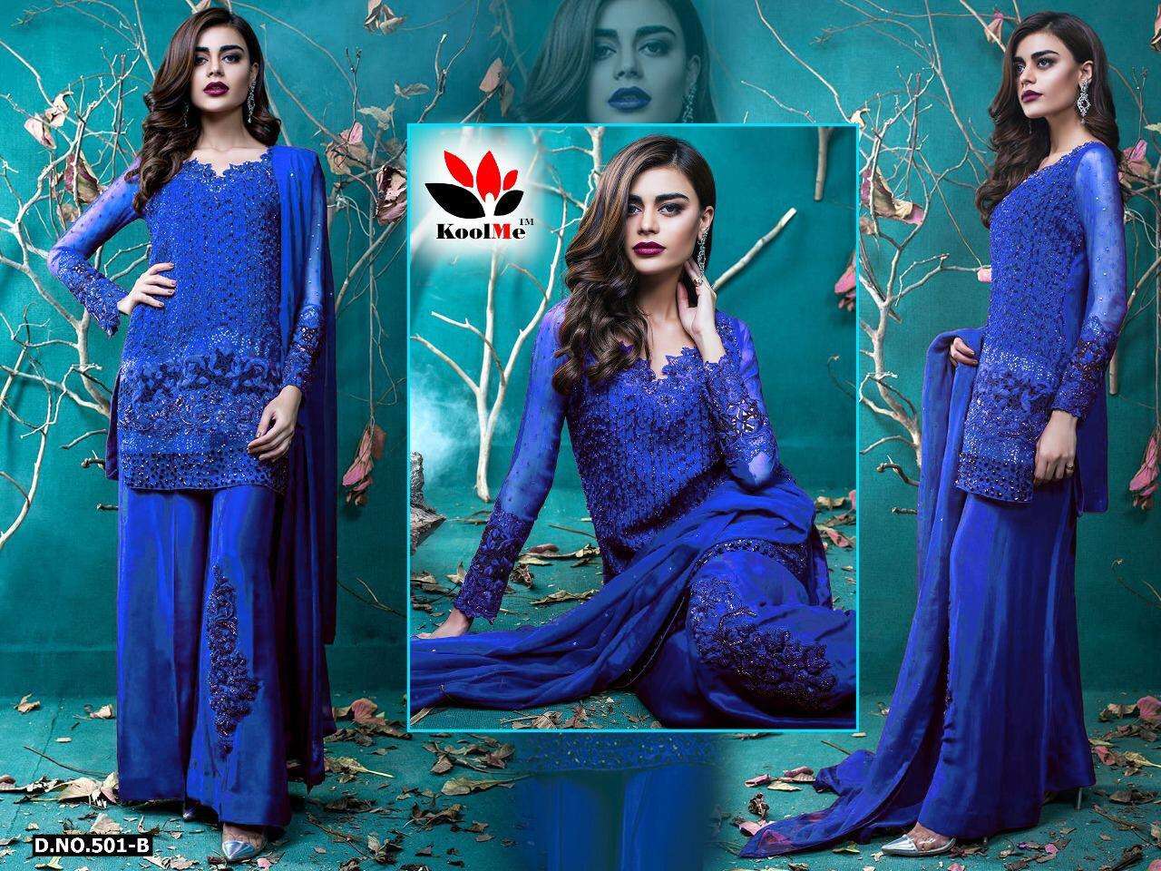 KOOLME HIT DESIGN 501-B BY KOOLME BEAUTIFUL PAKISTANI SUITS COLORFUL STYLISH FANCY CASUAL WEAR & ETHNIC WEAR GEORGETTE EMBROIDERED DRESSES AT WHOLESALE PRICE