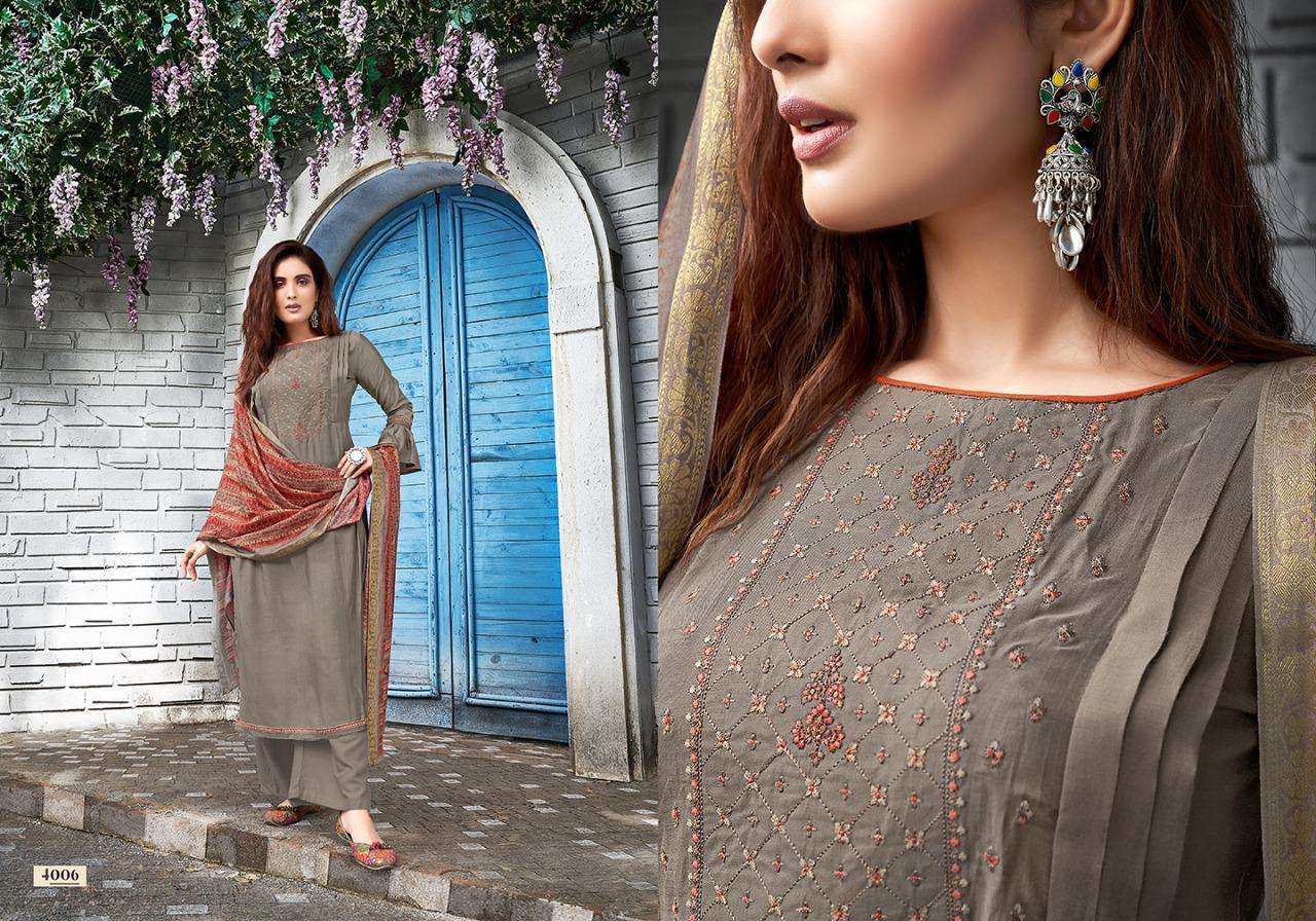 SACHI SILK VOL-4 BY SALVI FASHION 4001 TO 4008 SERIES INDIAN TRADITIONAL WEAR COLLECTION BEAUTIFUL STYLISH FANCY COLORFUL PARTY WEAR & OCCASIONAL WEAR ROYAL SILK WITH EMBROIDERY DRESSES AT WHOLESALE PRICE