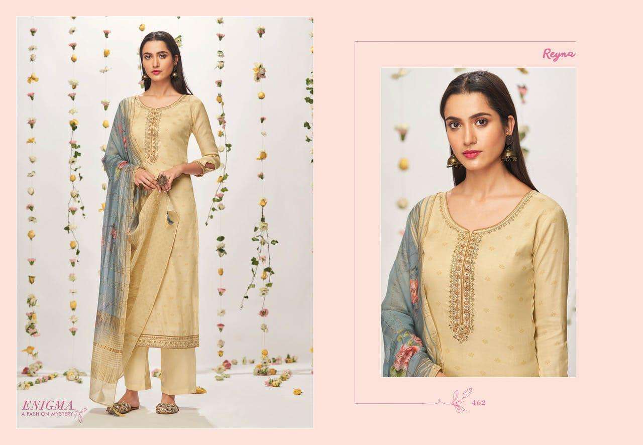 ENIGMA Y REYNA 461 TO 466 SERIES INDIAN TRADITIONAL WEAR COLLECTION BEAUTIFUL STYLISH FANCY COLORFUL PARTY WEAR & OCCASIONAL WEAR TUSSAR SILK DIGITAL PRINT WITH EMBROIDERY DRESSES AT WHOLESALE PRICE