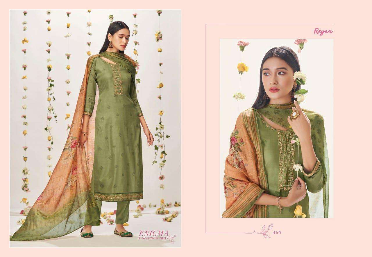 ENIGMA Y REYNA 461 TO 466 SERIES INDIAN TRADITIONAL WEAR COLLECTION BEAUTIFUL STYLISH FANCY COLORFUL PARTY WEAR & OCCASIONAL WEAR TUSSAR SILK DIGITAL PRINT WITH EMBROIDERY DRESSES AT WHOLESALE PRICE