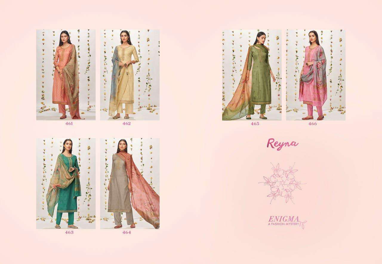 ENIGMA Y REYNA 461 TO 466 SERIES INDIAN TRADITIONAL WEAR COLLECTION BEAUTIFUL STYLISH FANCY COLORFUL PARTY WEAR & OCCASIONAL WEAR TUSSAR SILK DIGITAL PRINT WITH EMBROIDERY DRESSES AT WHOLESALE PRICE