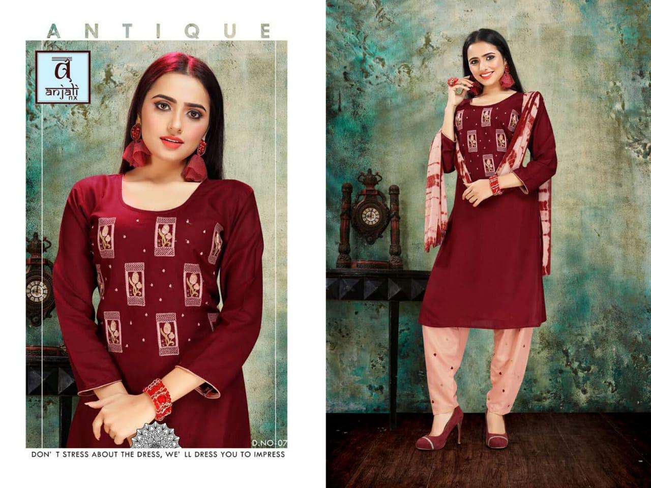 AISHWARIYA VOL-3 BY ANJALI NX 01 TO 07 SERIES BEAUTIFUL SUITS STYLISH FANCY COLORFUL PARTY WEAR & OCCASIONAL WEAR RAYON 14 KG DRESSES AT WHOLESALE PRICE
