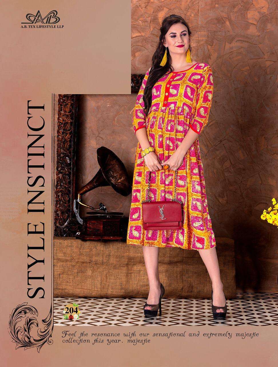 SUHANI BY A.B FASHION 201 TO 207 SERIES BEAUTIFUL STYLISH FANCY COLORFUL CASUAL WEAR & ETHNIC WEAR HEAVY RAYON PRINTED KURTIS AT WHOLESALE PRICE