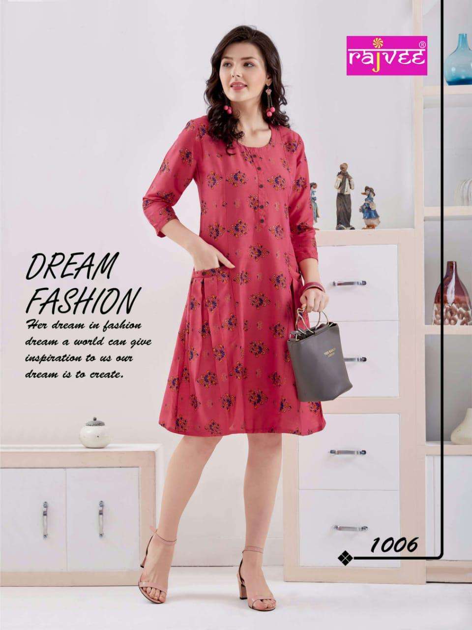 ICON PRINT BY RAJVEE 1001 TO 1008 SERIES BEAUTIFUL STYLISH FANCY COLORFUL CASUAL WEAR & ETHNIC WEAR RAYON CROSS PRINTED KURTIS AT WHOLESALE PRICE