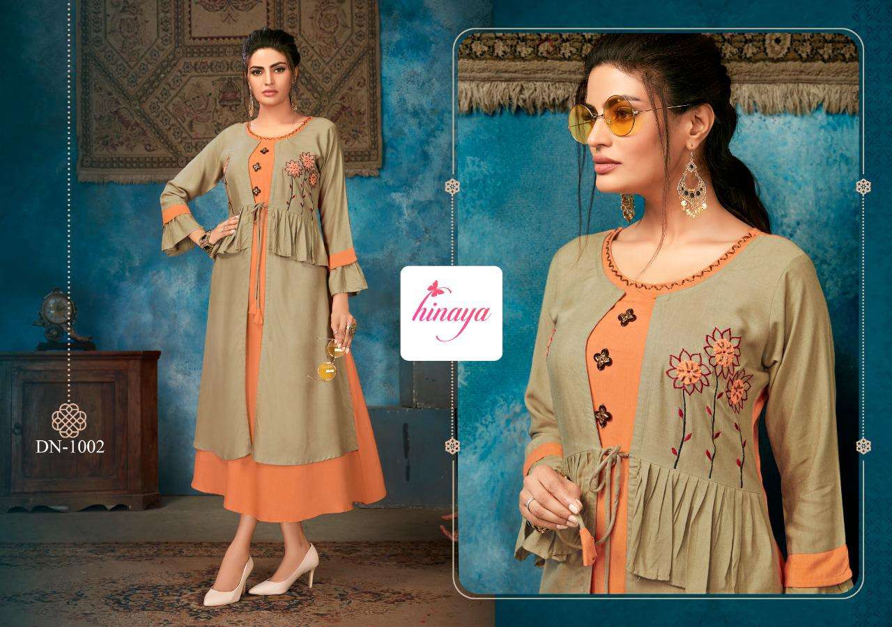 KAREENA VOL-2 BY HINAYA 1001 TO 1006 SERIES BEAUTIFUL COLORFUL STYLISH FANCY CASUAL WEAR & ETHNIC WEAR & READY TO WEAR RAYON DIGITAL PRINTED KURTIS AT WHOLESALE PRICE