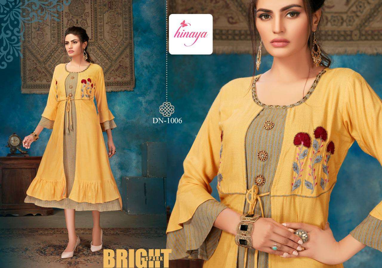 KAREENA VOL-2 BY HINAYA 1001 TO 1006 SERIES BEAUTIFUL COLORFUL STYLISH FANCY CASUAL WEAR & ETHNIC WEAR & READY TO WEAR RAYON DIGITAL PRINTED KURTIS AT WHOLESALE PRICE