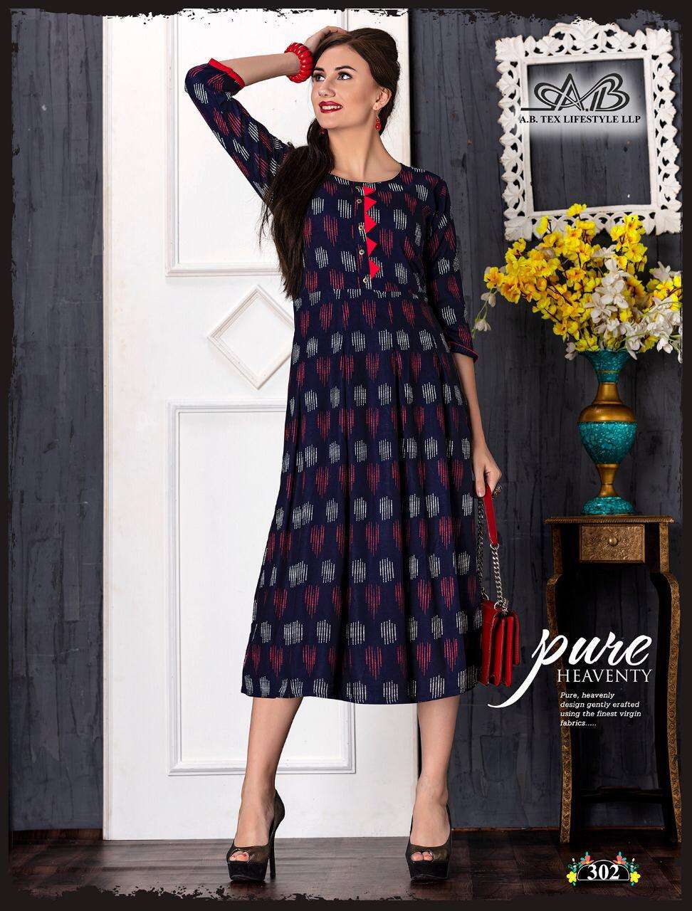 MONI BY A,B FASHION 301 TO 311 SERIES BEAUTIFUL COLORFUL STYLISH FANCY CASUAL WEAR & ETHNIC WEAR & READY TO WEAR RAYON PRINTED KURTIS AT WHOLESALE PRICE