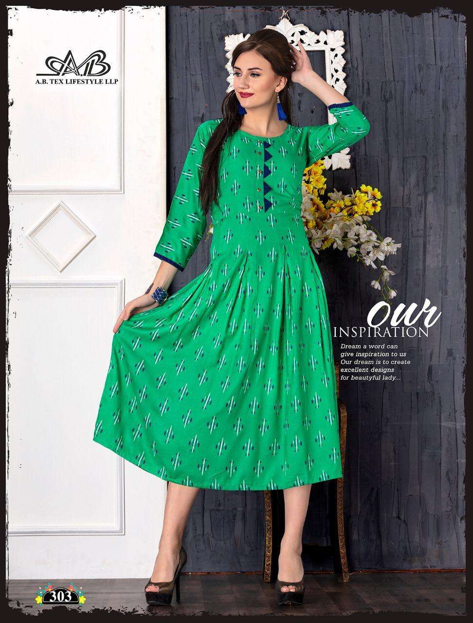 MONI BY A,B FASHION 301 TO 311 SERIES BEAUTIFUL COLORFUL STYLISH FANCY CASUAL WEAR & ETHNIC WEAR & READY TO WEAR RAYON PRINTED KURTIS AT WHOLESALE PRICE