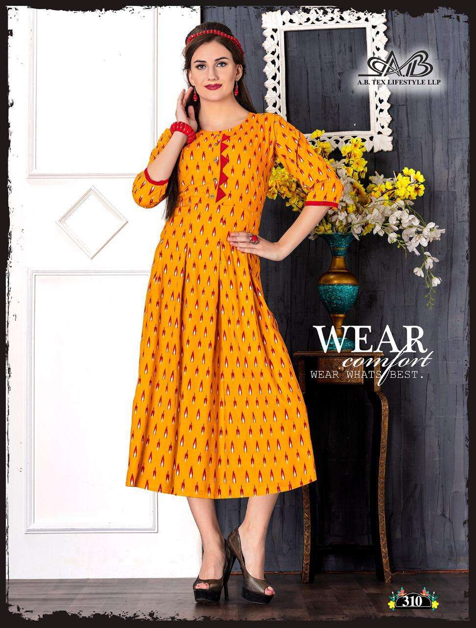 MONI BY A,B FASHION 301 TO 311 SERIES BEAUTIFUL COLORFUL STYLISH FANCY CASUAL WEAR & ETHNIC WEAR & READY TO WEAR RAYON PRINTED KURTIS AT WHOLESALE PRICE