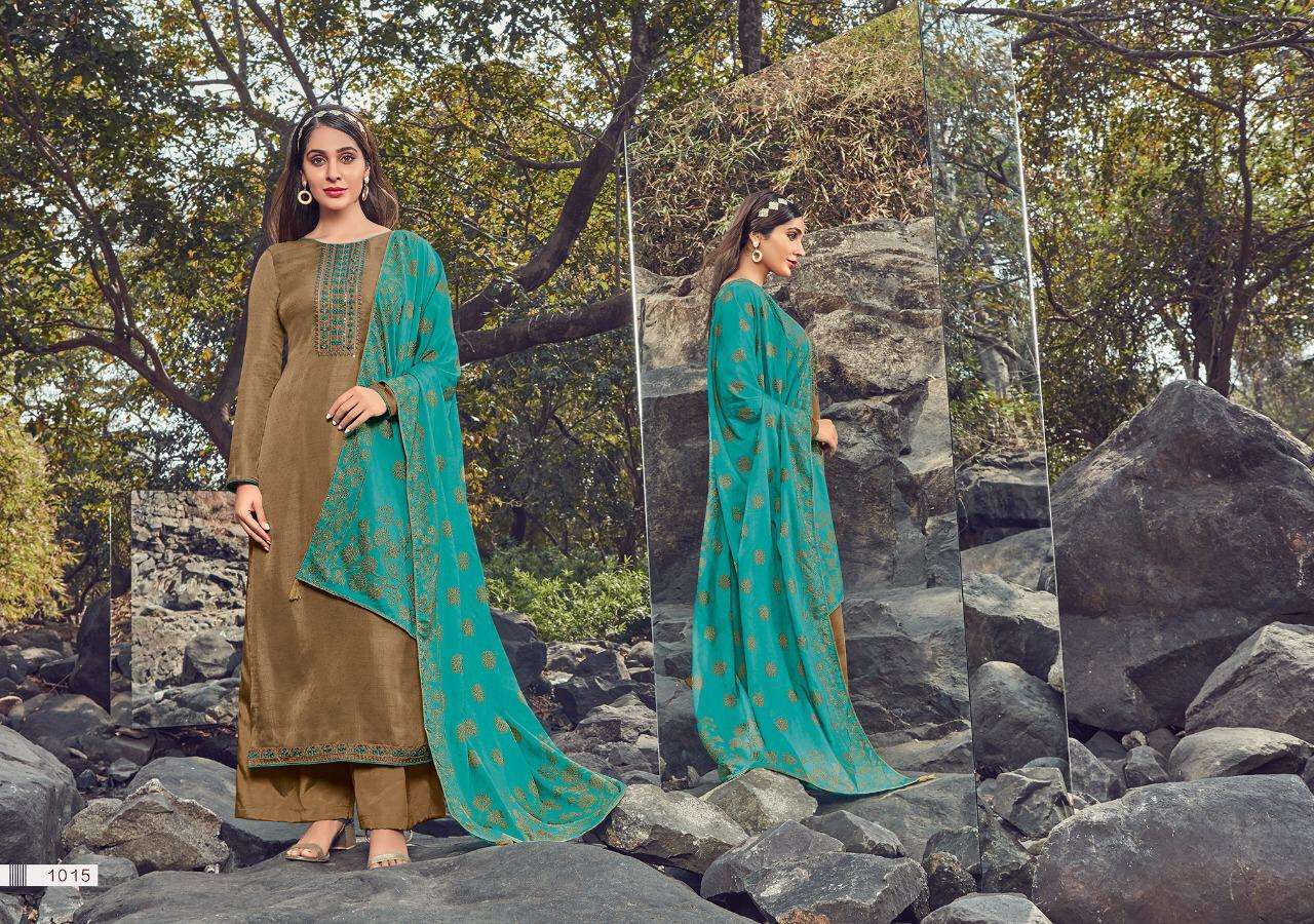RANGEEN BY KASMEERA 1008 TO 1017 SERIES BEAUTIFUL COLORFUL STYLISH PRETTY PARTY WEAR CASUAL WEAR OCCASIONAL WEAR SILK SELF BUTTI EMBROIDERY DRESSES AT WHOLESALE PRICE