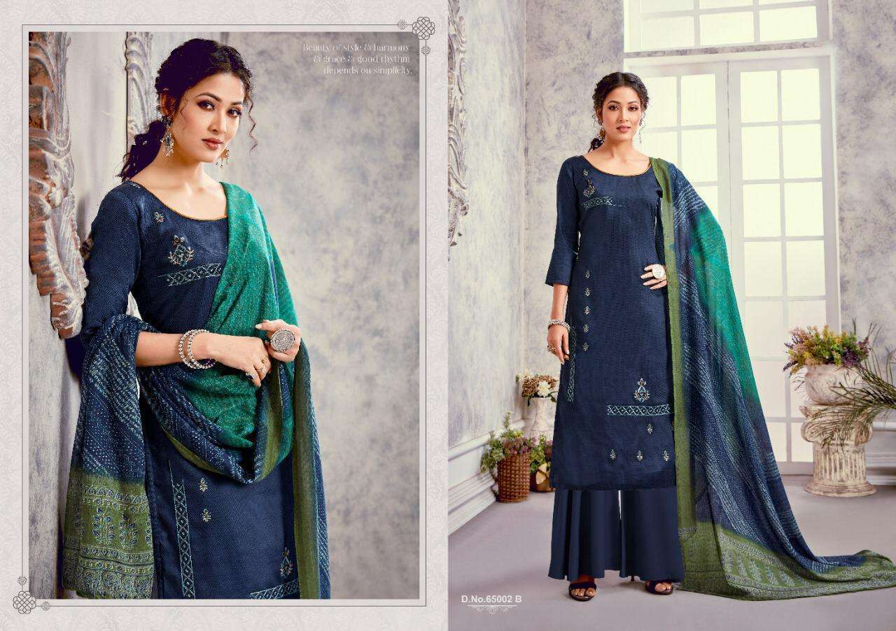 MAHEWISH BY HARIKS 65001-A TO 65004-B SERIES BEAUTIFUL SUITS STYLISH FANCY COLORFUL PARTY WEAR & OCCASIONAL WEAR PURE JAM SILK WITH EMBROIDERY DRESSES AT WHOLESALE PRICE