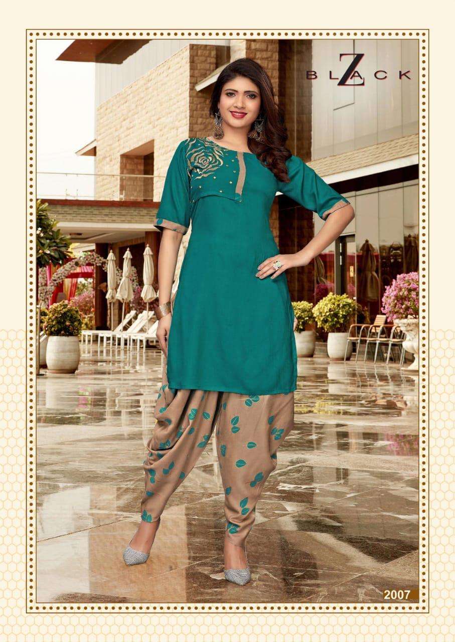 LAVISHA BY Z BLACK 2001 TO 2008 SERIES BEAUTIFUL STYLISH COLORFUL FANCY PARTY WEAR & ETHNIC WEAR & READY TO WEAR RAYON EMBROIDERED KURTIS WITH BOTTOM AT WHOLESALE PRICE
