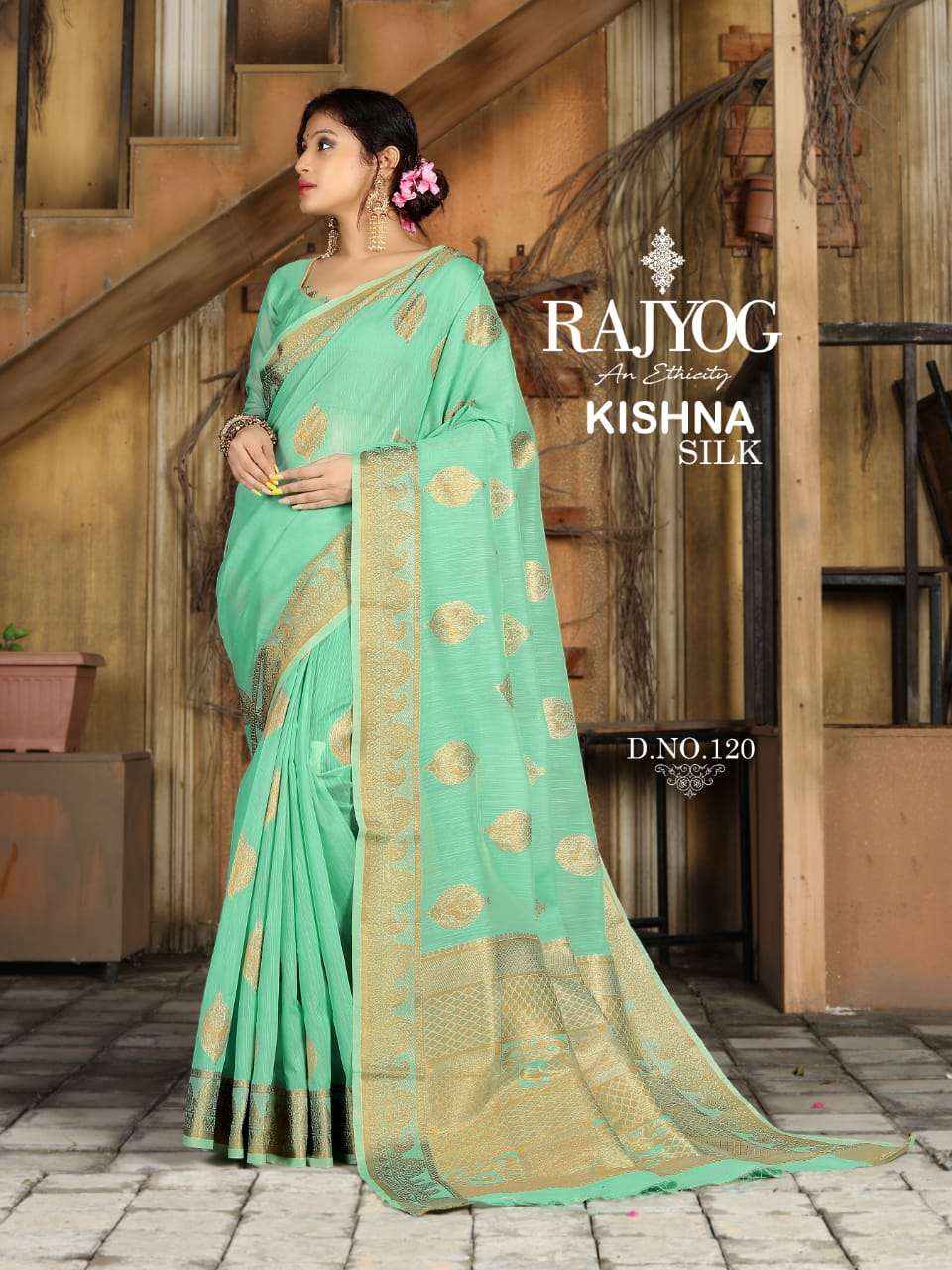 KISHNA SILK BY RAJ YOG 120 TO 125 SERIES INDIAN TRADITIONAL WEAR COLLECTION BEAUTIFUL STYLISH FANCY COLORFUL PARTY WEAR & OCCASIONAL WEAR SOFT COTTON WEAVING PRINTED SAREES AT WHOLESALE PRICE
