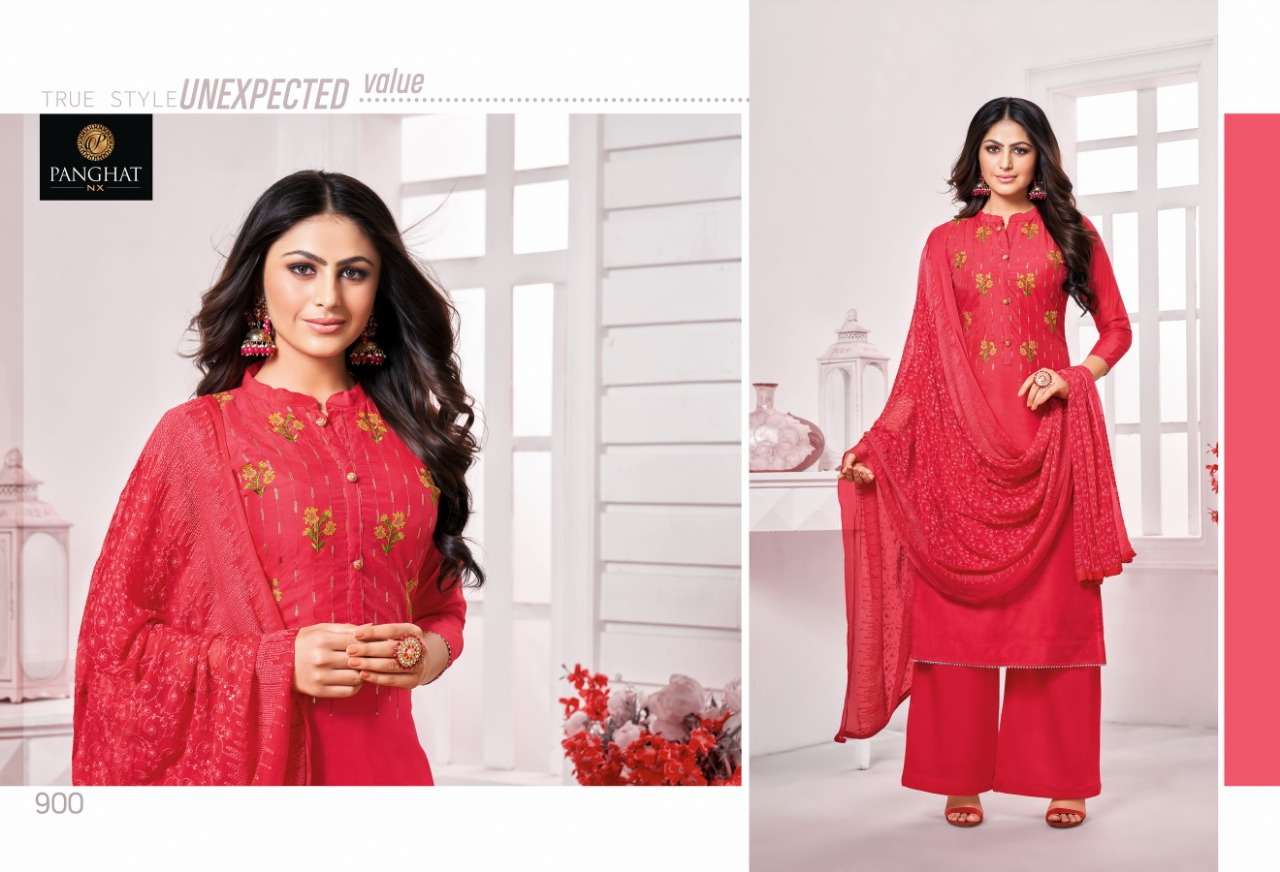 PANGHAT BY PANGHAT NX 900 TO 9008 SERIES BEAUTIFUL FANCY COLORFUL STYLISH PARTY WEAR & OCCASIONAL WEAR PURE JAM COTTON WITH EMBROIDERY DRESSES AT WHOLESALE PRICE
